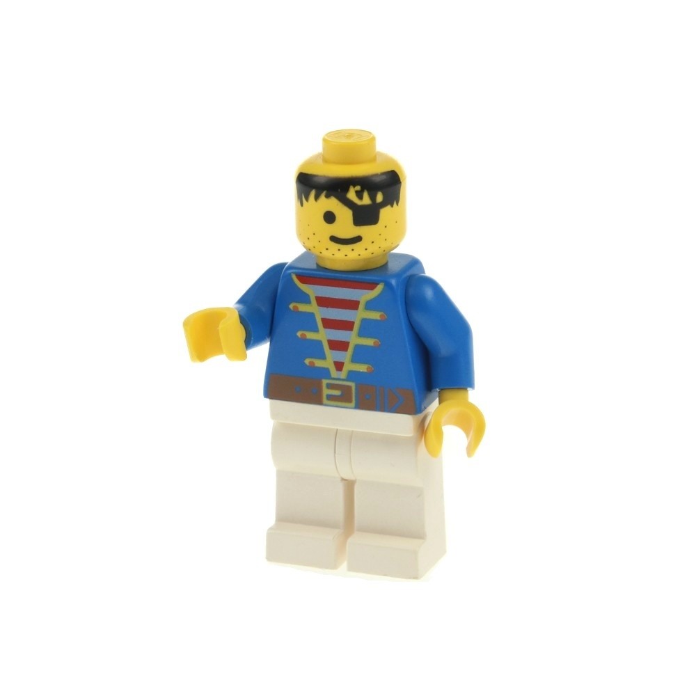 1x LEGO Pirates Minifigure Torso Blue Jacket Belt Legs White 6286 pi006