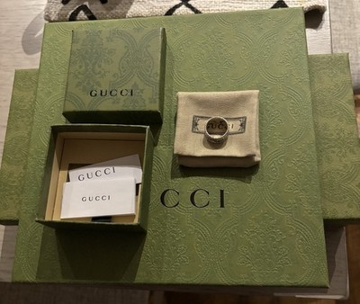 Authentic Gucci Marmot Sterling Silver Wide GG Ring,  Women s Size US 6