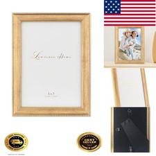 Classic 5x7 Gold Bead Picture Frame with Easel  Wall Mount - Ideal Gift