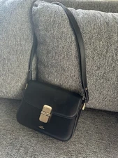 APC Grace Mini Leather Shoulder Bag With Cover Black & Gold EUC