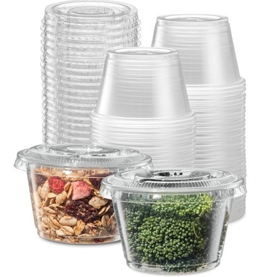 100 Sets 4 oz Clear Diposable Plastic Portion Cups With Lids Mini  Containers | eBay