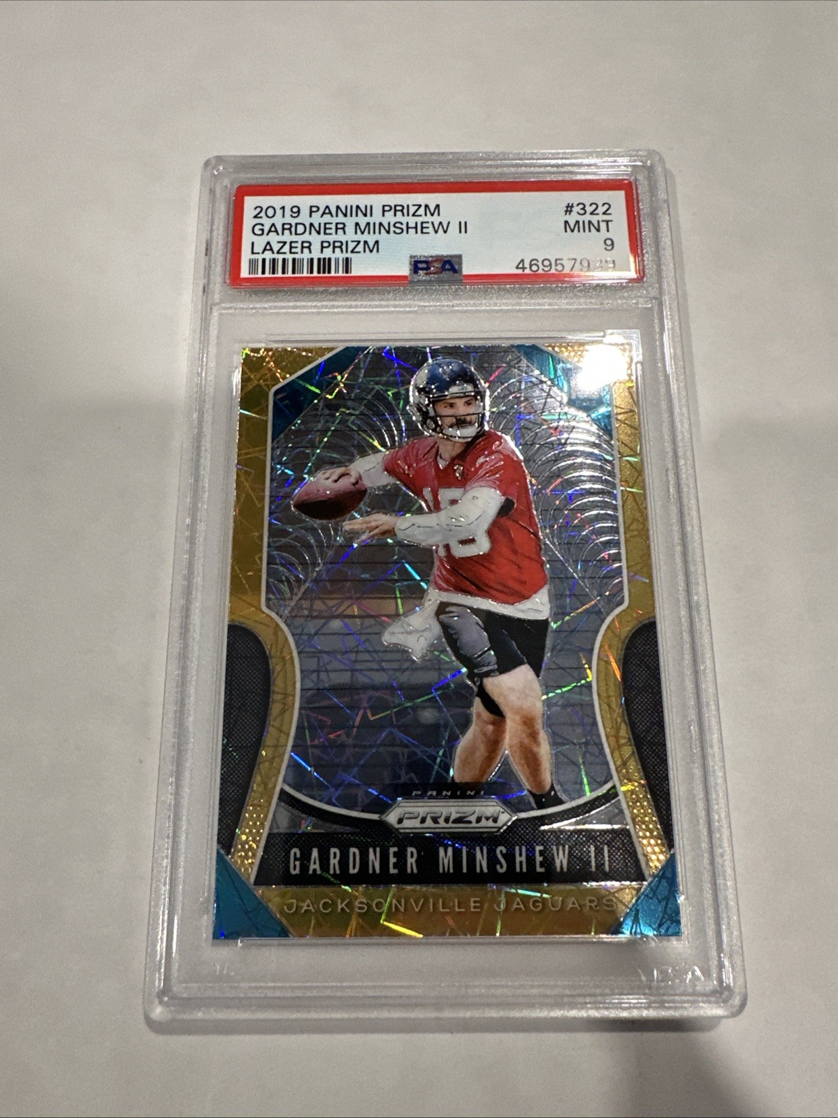 2019 Gardner Minshew II RC Panini Prizm Lazer #322 PSA 9 Mint Rookie