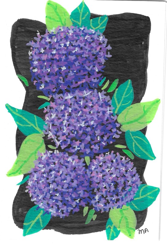 Hand Painted, Purple ,Hydrangeas Greeting Card