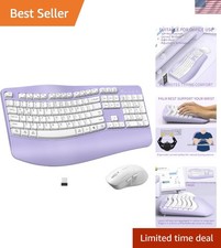 Comfortable Ergonomic Wireless Keyboard Mouse with Spill Resistance Purple