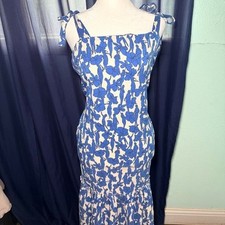 Tory Burch Drop Waist Floral Tie Shoulder Blue  Retails $448 NWOT