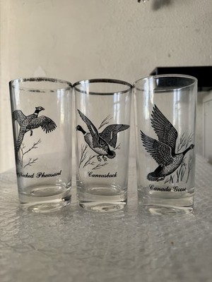 3 Federal Glass Canada Goose, Canvasback, Ring Neck Pheasant Highball Tumbler
