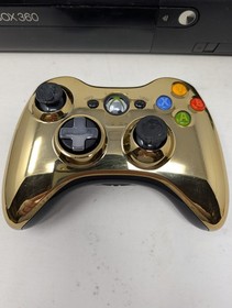 XBOX 360 E Console Bundle Lot - System, 4 Games, Gold Controller, Model 1538
