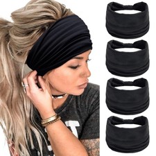 Headbands for Women, Wide Elastic Headband Non Slip Thick Hair Bands Black