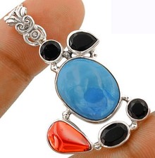 Natural Owyhee Opal & Tourmaline 925 Solid Sterling Silver Pendant @15-2