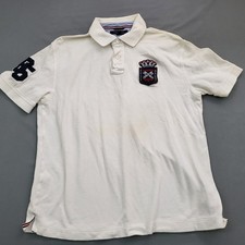 Tommy Hilfiger Shirt Mens Large L Short Sleeve Polo Knit Pullover White 