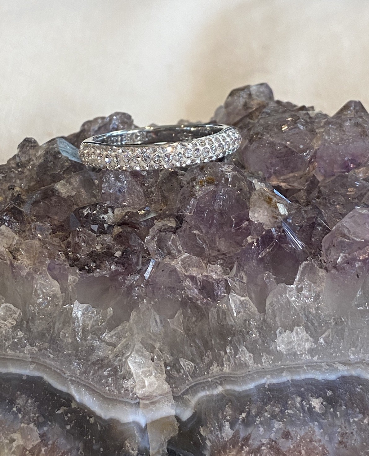 Ring Size 10 Clear Gems Silver Stackable Signed - image 9