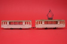 2 tlg Herrmann & Partner Gotha ET57 Straßenbahn mit Beiwagen PMT Antrieb Spur H0