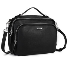 Multi Pockets Crossbody Bags for Women Small Top Handle Purse Satchel Black