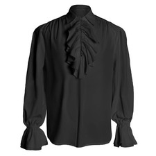 Mens Pirate Shirt Vintage Long Sleeve Blouse Renaissance Medium, Z3241bk