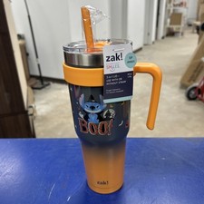 Zak Designs 40oz Stitch Halloween Straw Handle Tumbler, Double Wall Insulated