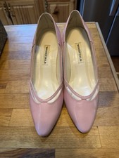 Vintage Wood Field Pink High Heel Shoes Original Box Cloth Shoe Bags JC Penney