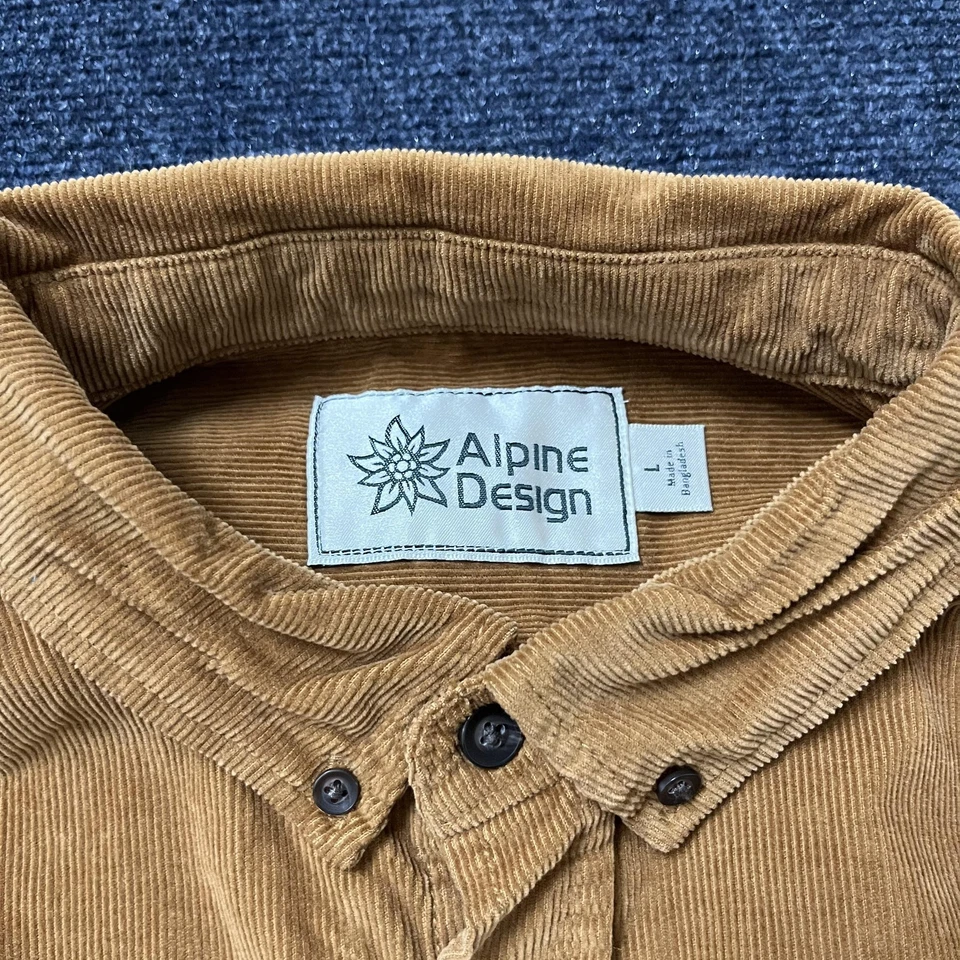 Alpine Design Shirt Mens Large Brown Corduroy Button Front Long Sleeve - Image 2 of 4