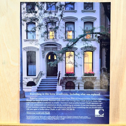 1994 Chubb Insurance New York Home Vintage Print Ad Advert Art