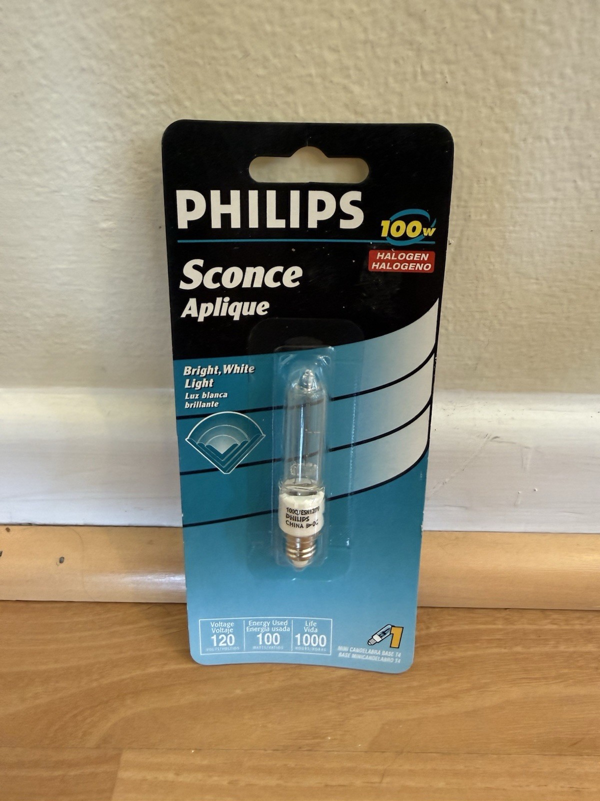 Philips 120V 100w BC100Q-CL Halogen T4 Mini Candelabra Light