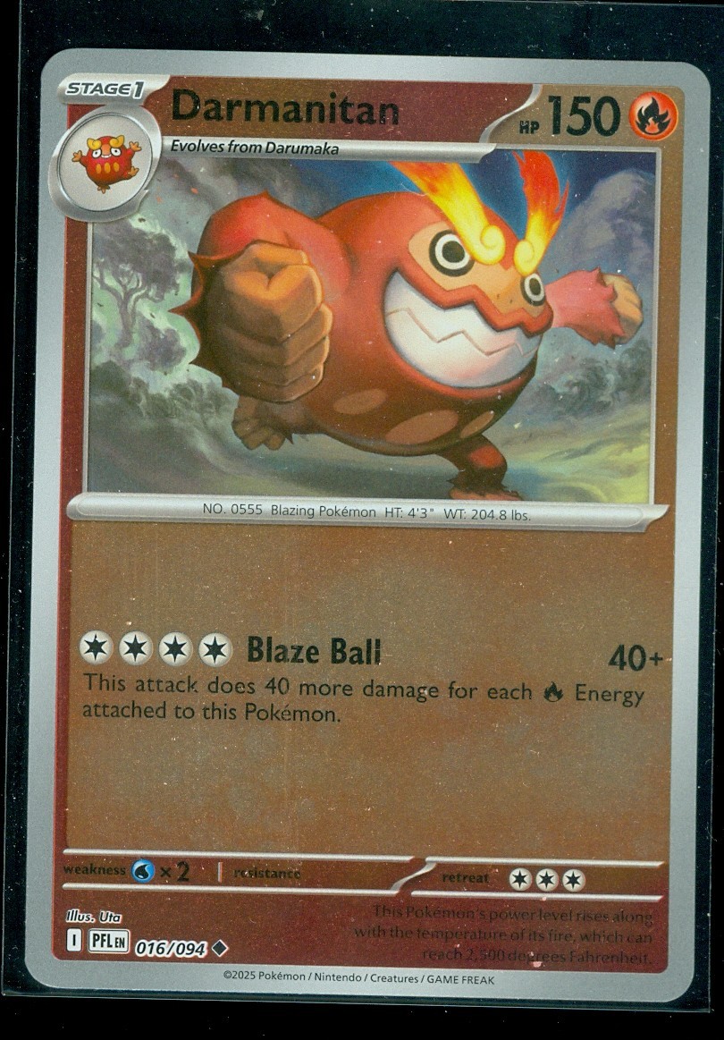Pokemon DARMANITAN 016/094 - Phantasmal Flames - Rev Holo - MINT