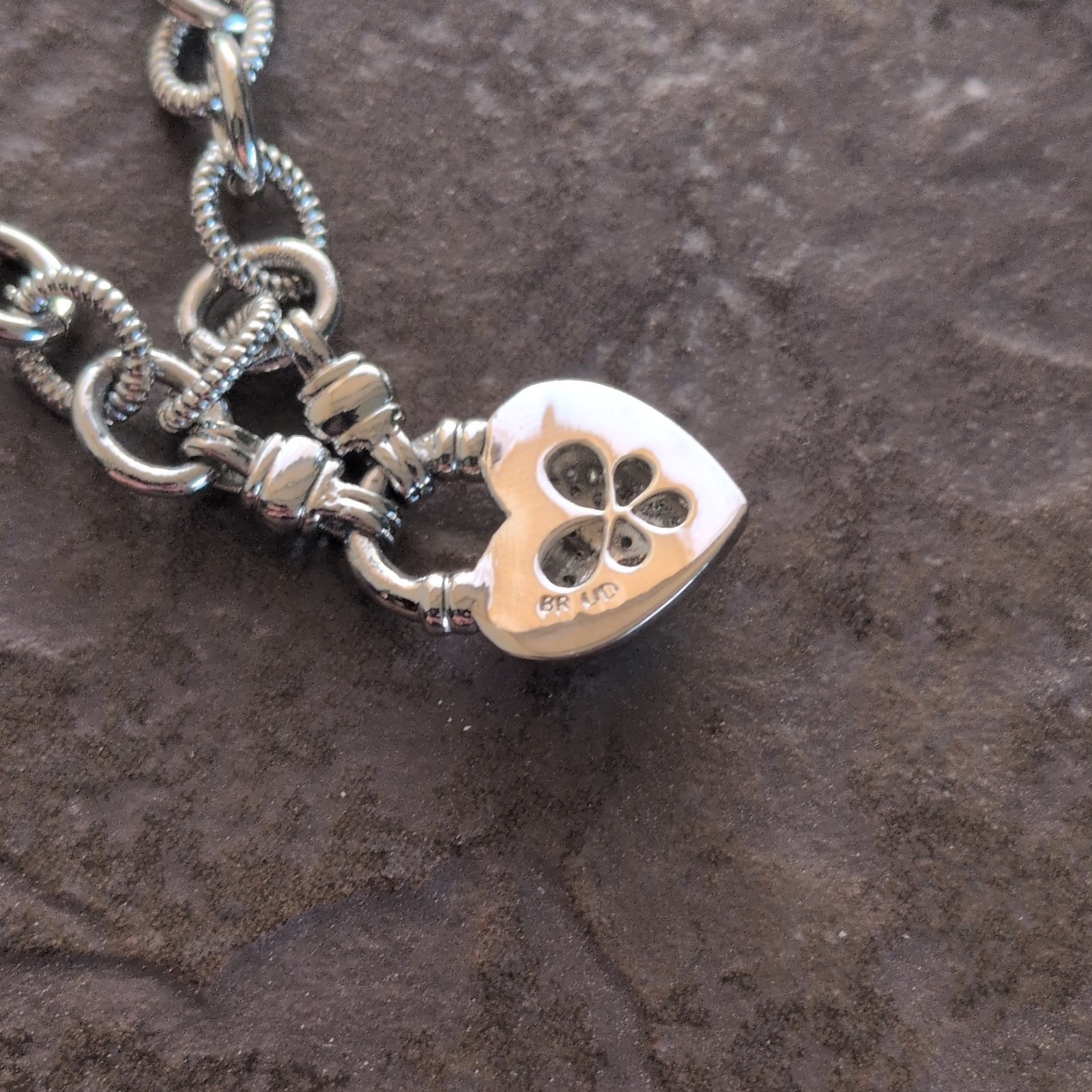 Silver Tone Heart Dangle Charm Toggle Bracelet Ro… - image 2