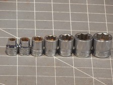 Snap On 7Pc SAE 3/8 Drive 8 Point Shallow Socket Set 1/4 Snap On 7Pc SAE 3/8 Drive 8 Point Shallow Socket Set 1/4