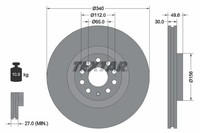 2X Textar 92229805 Bremsscheibe FüR VW Audi Skoda Seat Cupra