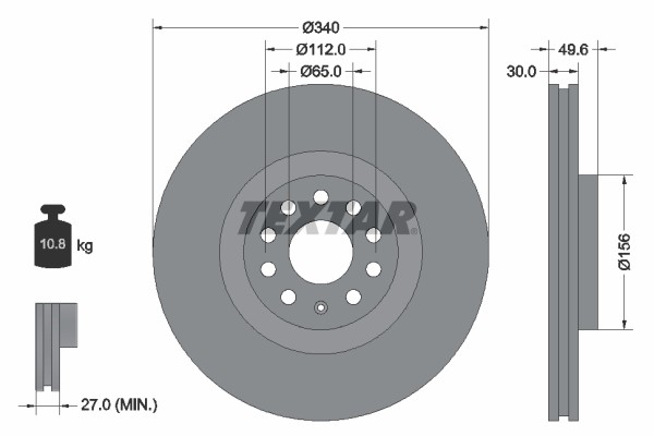2X Textar 92229805 Bremsscheibe FüR VW Audi Skoda Seat Cupra-image