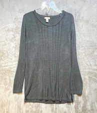 White Stag Gray Cabled Sweater Women XL 16/18 Crew Neck Pullover Acrylic