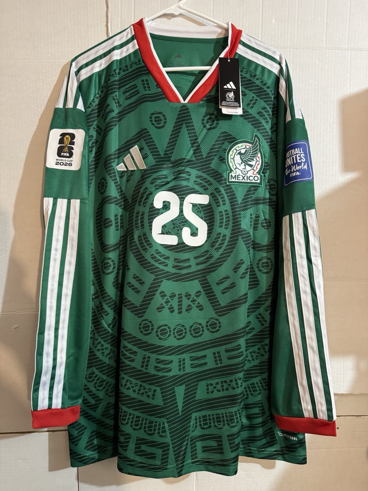 Adidas Mexico 2026 World Cup Long Sleeve R. Alvarado Sz 3XL Slim Fit Jersey NWT