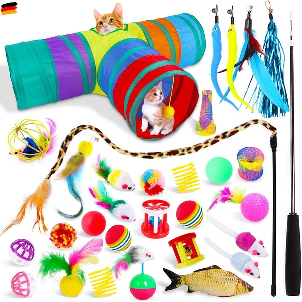 30 StüCk Katzenspielzeug,Katzen Spielzeug,3-Wege Pet Play Tunnel Tube FüR K-image