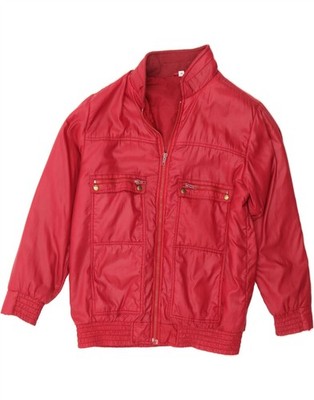 VINTAGE Herren Bomberjacke UK 36 Small Rot Polyamid D211