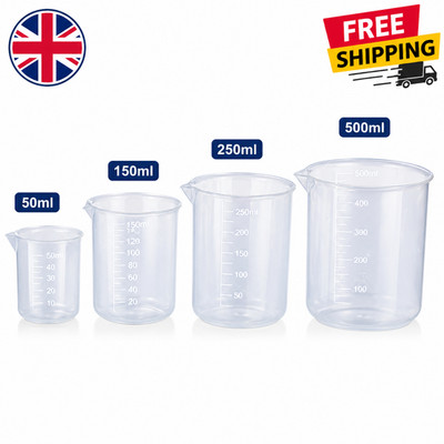 50-500ml 4er Set Klein Messbecher Transparent Kanne Werkzeug Küche Becher Kunststoff