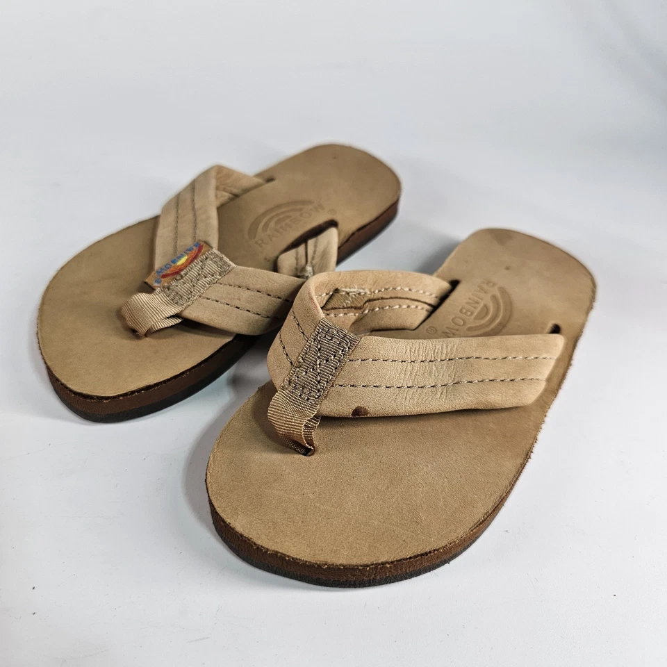 Sandalias de cuero arco iris niños talla 7/8 chanclas tanga 6 3/8 101LTS Foto 2 de 4