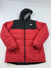 The North Face Jacket Boys XL Red Black Hooded Reversible Puffer Fleece Winter