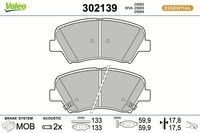 Valeo Bremsbelagsatz, Scheibenbremse 302139 FüR Hyundai Kia
