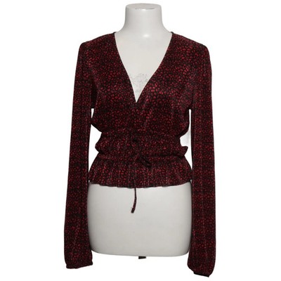 Zara, Wickelbluse, Größe: M, Schwarz/Rot, Polyester, Leopard, Damen #oCm
