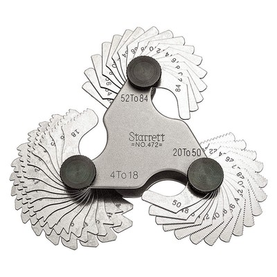 STARRETT 472 Thread Pitch Gauge Set,Thread Ang 60 deg 2ZVE2