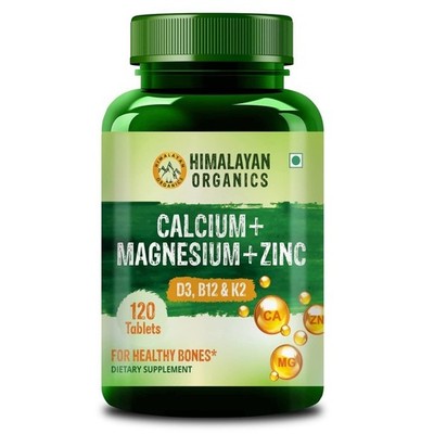 Himalayan Organics Calcium Magnesium Zinc Vitamin D3 & B12 & K - 120 Veg Tabs 