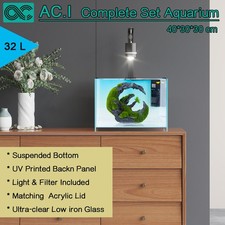 AC.I 32L Aquarium Fish Tank Complete Set Suspended Bottom LED Light Filter Lid