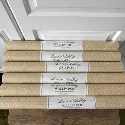 Vintage Retro Laura Ashley Muskatnuss Tapete 6 Rollen Neu Selten Gleiche Chargennummer