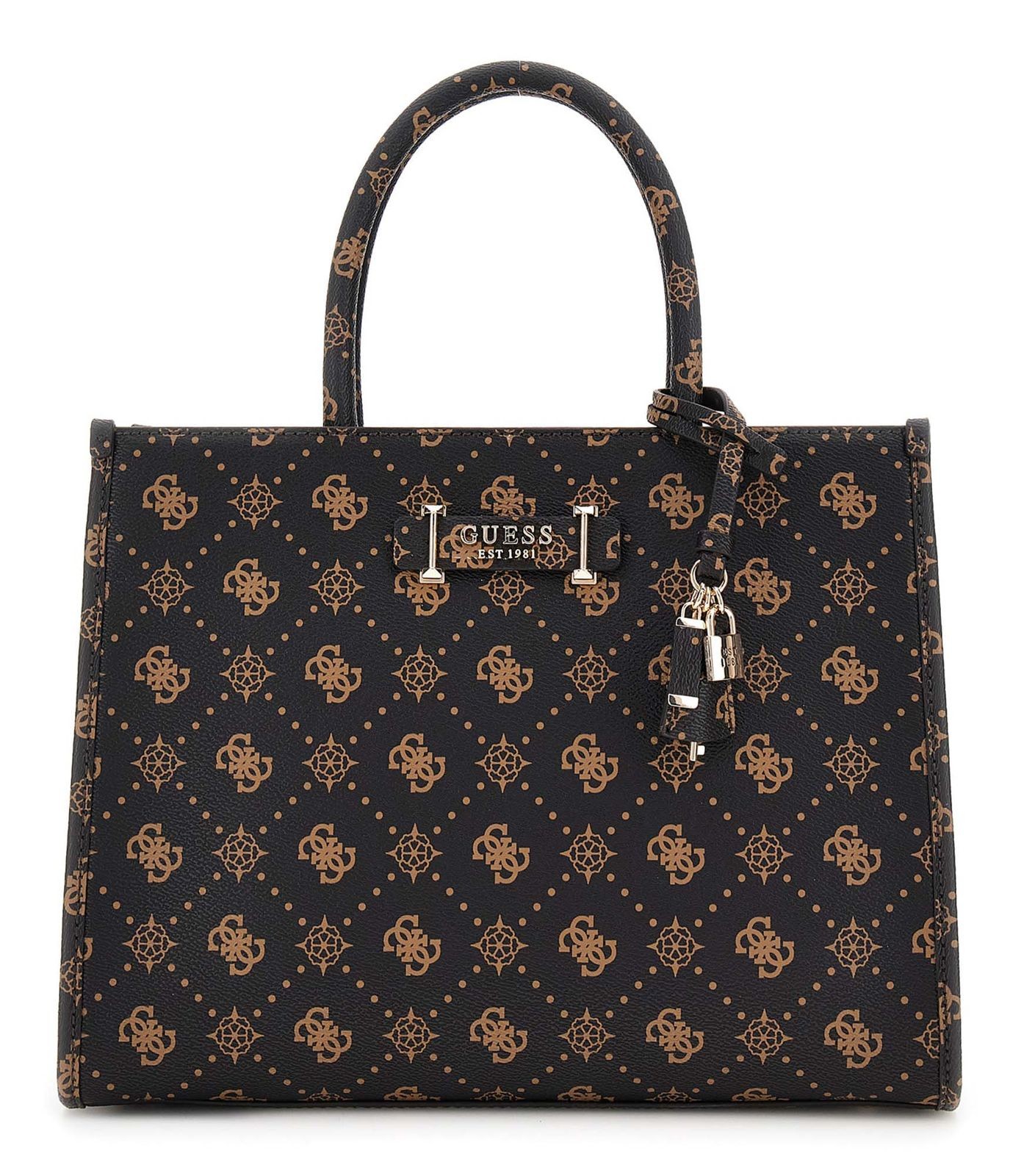 GUESS handbag Silia 2 Compartment Tote Bag Espresso Logo