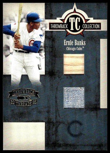 2005 Donruss Throwback Threads/20 / Ernie Banks DUAL BAT/JERSEY GAME-USED PATCH