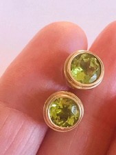 2Ct Round Cut Lab Created Green Peridot Women's Earrings 14K Yellow Gold Plated