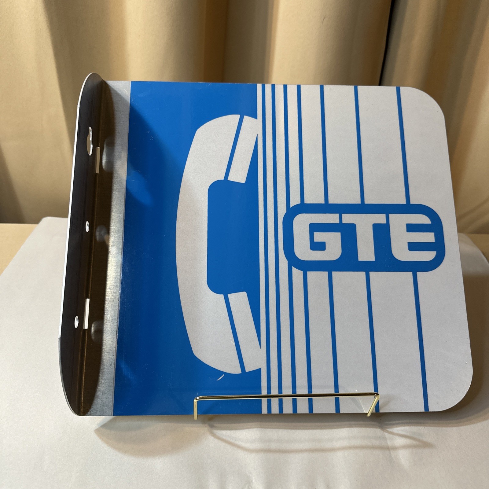 Vtg Metal 12” Phone Booth Flange Sign Double Sided Payphone GTE Retro Nostalgia