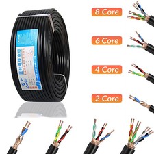 Wire Shielded Cable Twisted Pair Wires Black 0.3mm² ~ 2.5mm² 2 - 8 Core Signal