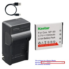 Kastar CNP-60 Battery AC & USB-C Charger for Casio Exilim EX-FS10 EX-S10 EX-S12