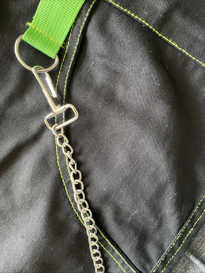 Y2K, Toxic, Green And Black Chain Punk Goth Pants cargo Pants, Baggy Style/Jorts - Image 2 of 4