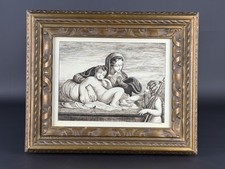 Antico Quadro Madonna Del Silenzio Inciso A Mano Su Pannello Con Cornice Legno
