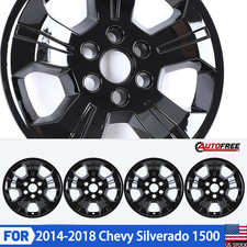 Black 18 Hubcap Wheel Cover Set Of 4 For 2014-2018 Chevy Silverado 1500ld 1500